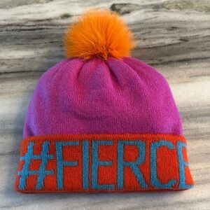 MITCHIE’S WOOL SKI CAP WITH REAL FOX FUR POM POM